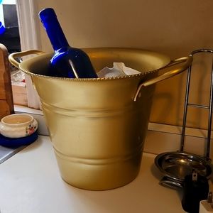 Vintage Bluebird Brand gold aluminum mcm ice bucket